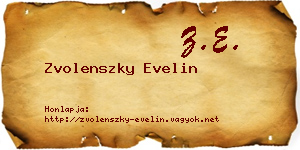 Zvolenszky Evelin névjegykártya